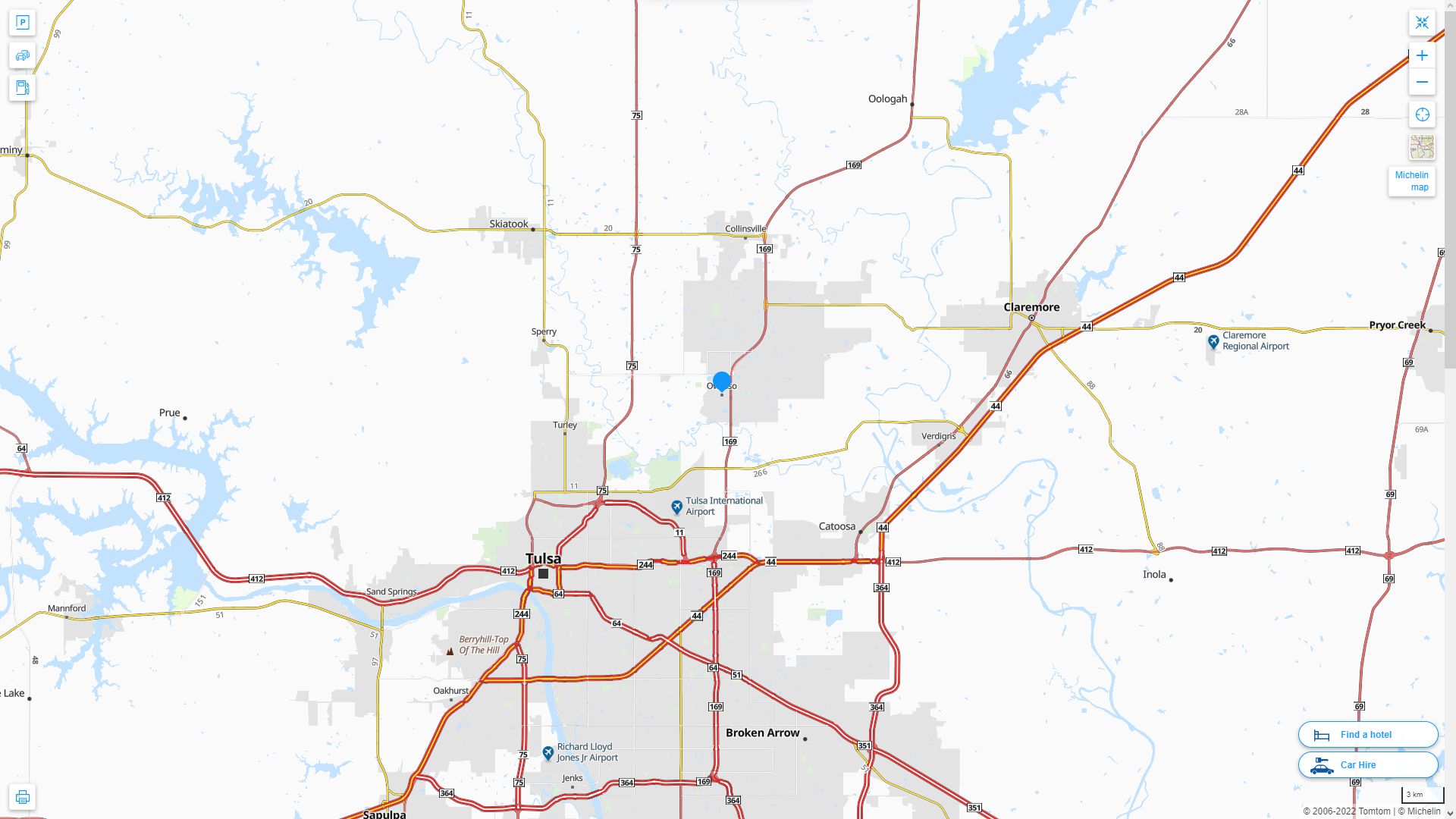 Owasso Oklahoma Highway and Road Map